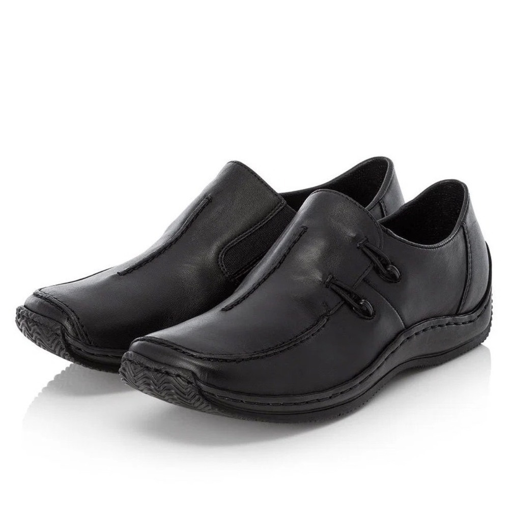 Rieker Celia L1751 Black Leather Comfort Loafer Size 39 Coastal Grandma Office